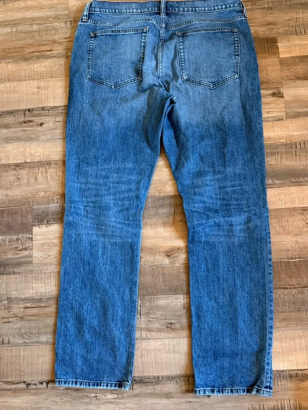 J.CREW Flex Stretch Straight Men's Denim Jeans Blue Button Logo‎ 5-Pocket 35x32